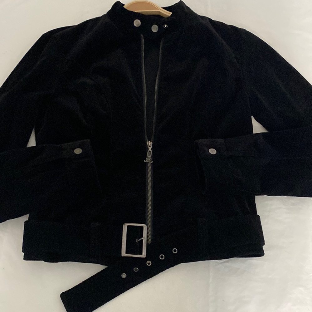 JLO Fine Corduroy Biker Belted Jacket